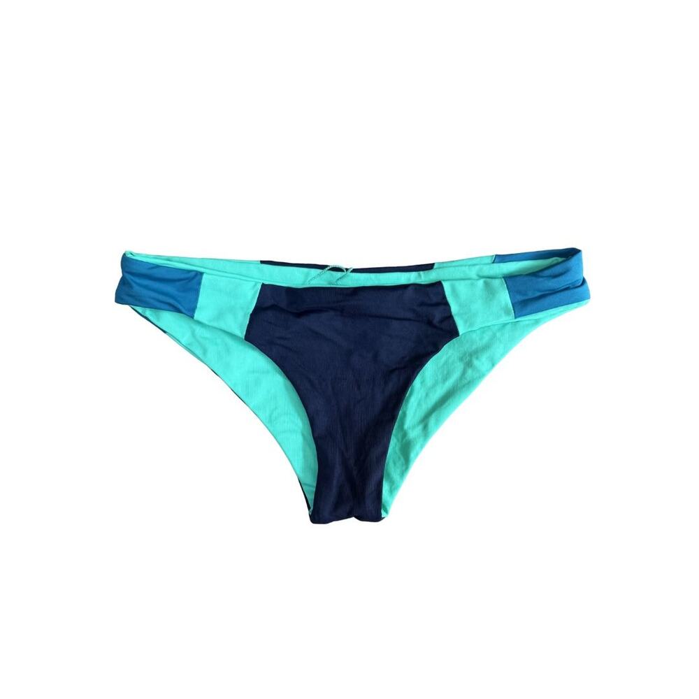 L*SPACE Mia Bikini Bottom XS Reversible Blue Green Colorblock NWT
